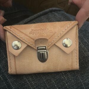 Beige Leather Coin Pouch